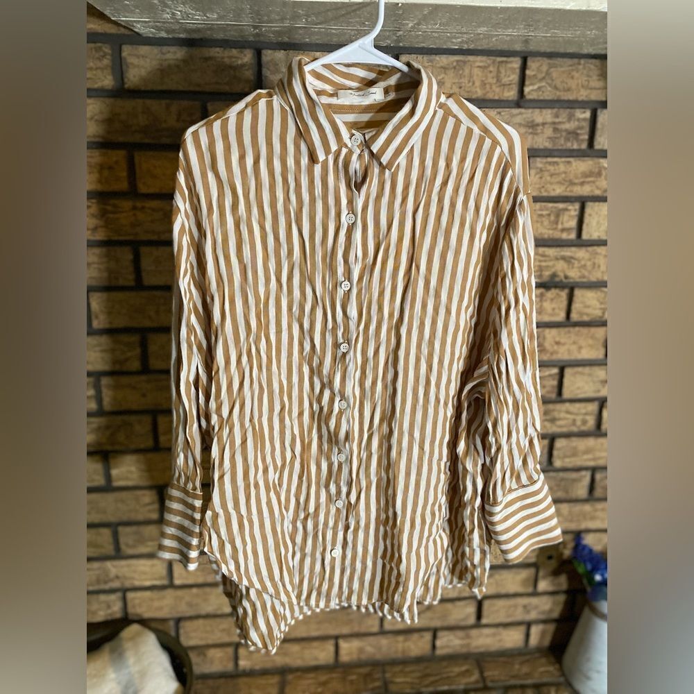 Mustard seed striped long sleeve blouse‎